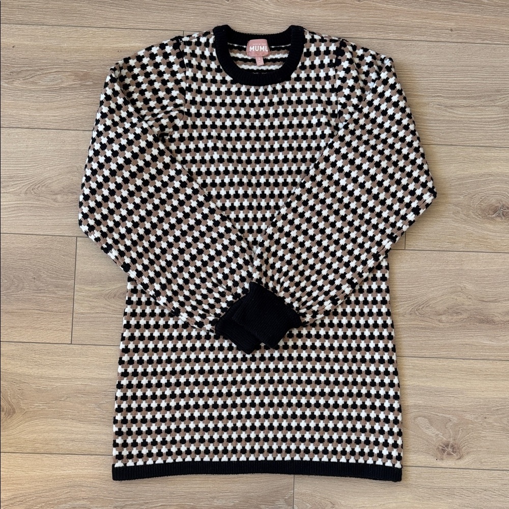 Show Me Your MuMu Black and Brown Checkered Sweater